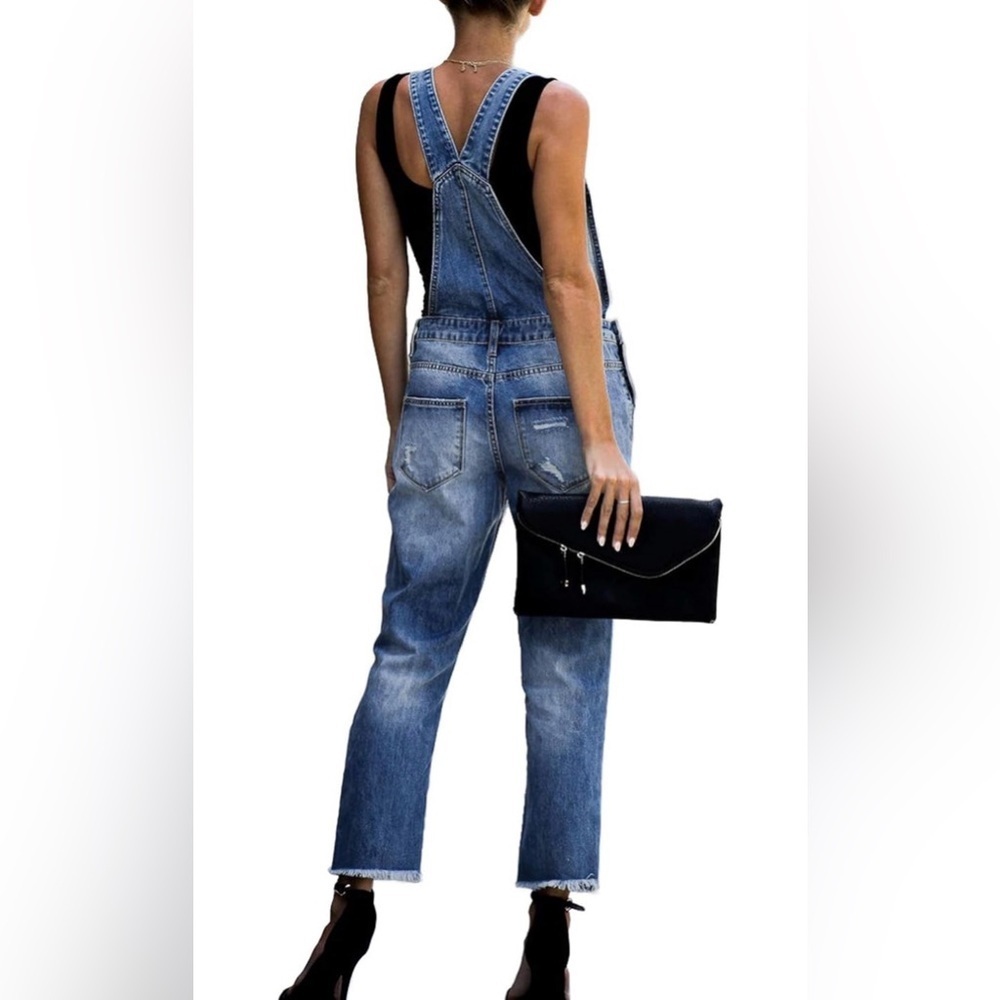 🆕Stylish Blue Denim Overalls for Women-Darker Blue - Picture 2 of 3